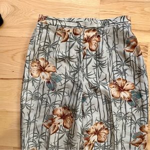 ADRIANNA PAPELL TROPICAL FLORAL SILK BEADED PANTS  SIZE 8